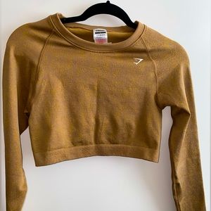 GYMSHARK WOMENS ADAPT FLECK SEAMLESS LEGGINGS MATCHING SET IN BROWN-GOLD SIZE L